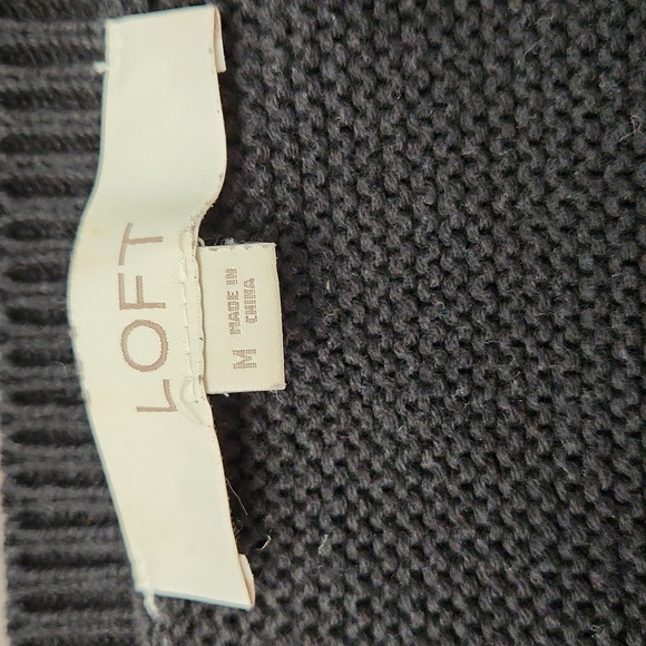 Loft Black Sweater with Eyelet Lace Hem - Size Medium - Picture 7 of 9